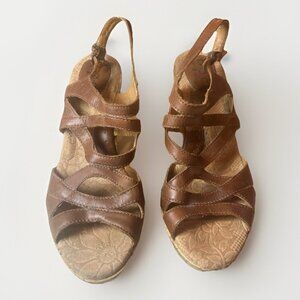 BOC by Born Brown Leather Brygida Cork Wedge Strappy Sandals Shoes - Sz 10